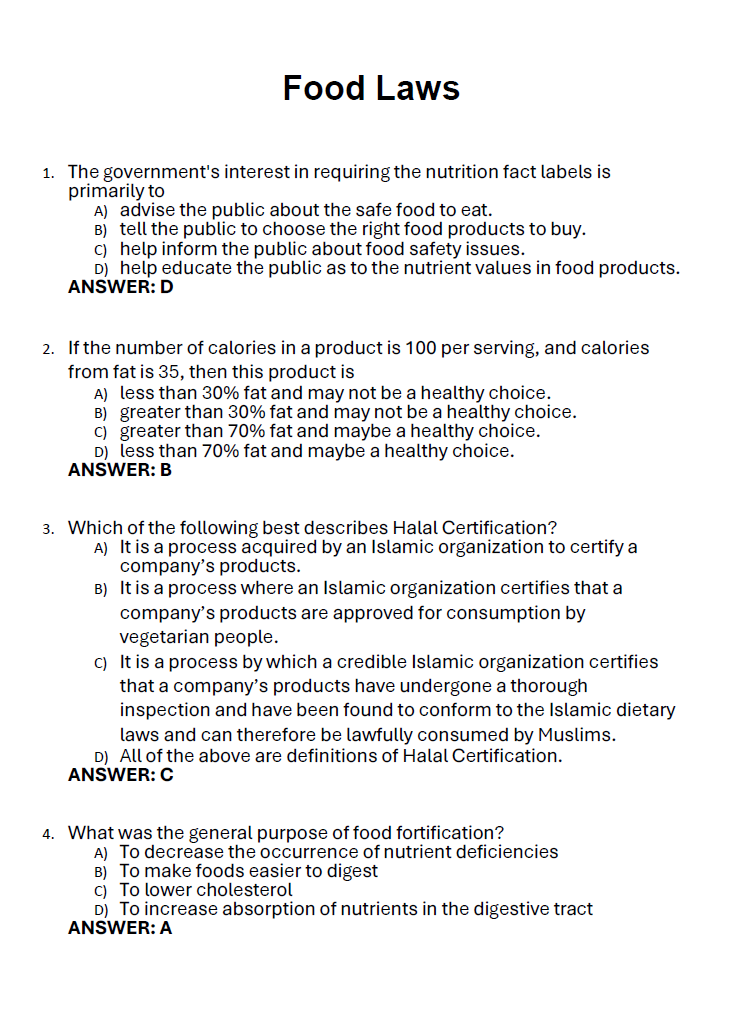 Food Technologist Licensure Examination Reviewer
