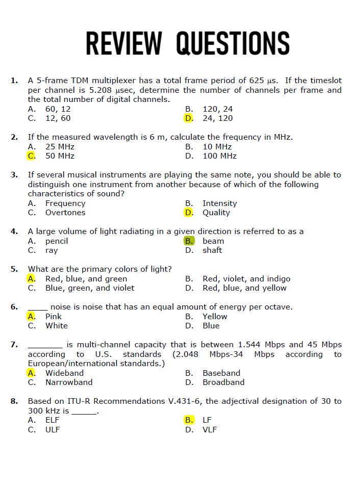 ELECTRONICS ENGINEERING LICENSURE EXAM REVIEWER