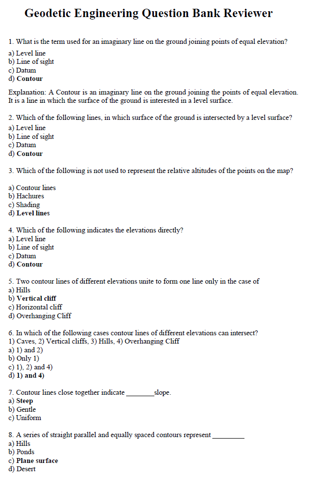 Geodetic Engineering Board Exam Question Bank Reviewer