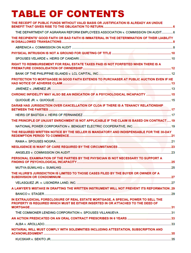 San Beda Case Digest 2024-25 Bar Exam Reviewer
