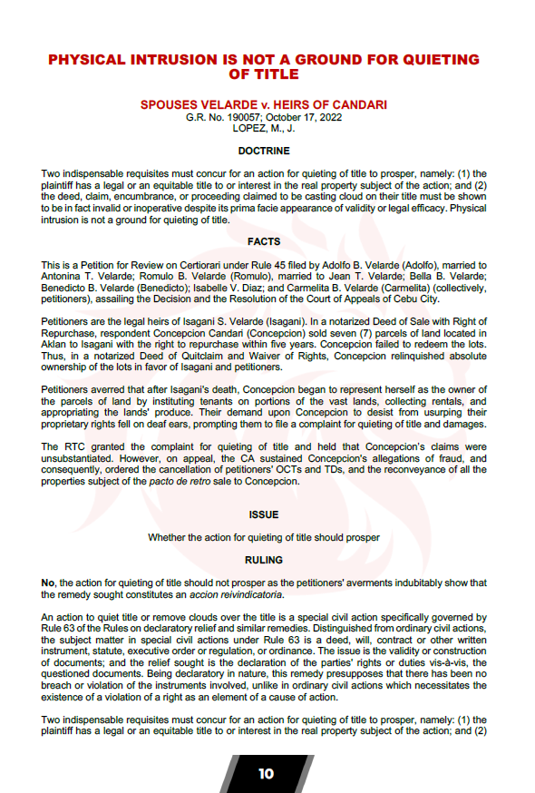 San Beda Case Digest 2024-25 Bar Exam Reviewer