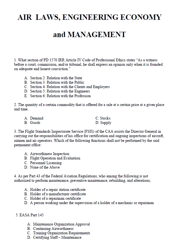Aeronautical Engineering Licensure Exam Reviewer