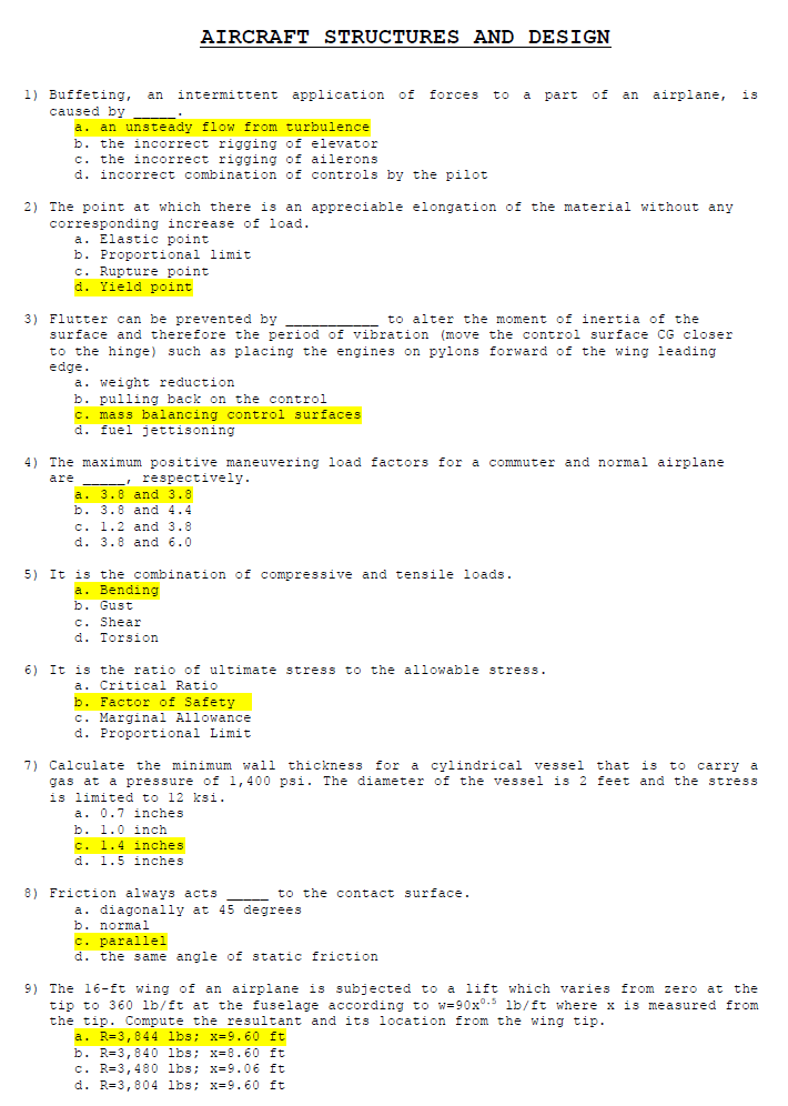 Aeronautical Engineering Licensure Exam Reviewer