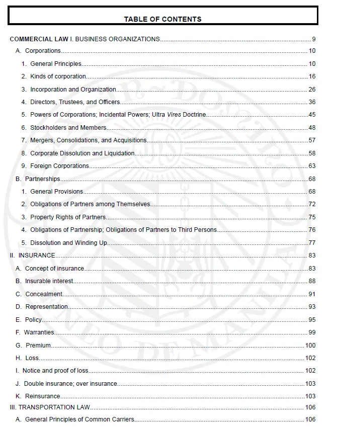 Ateneo Bluenotes 2025 Bar Reviewer - Commercial Law