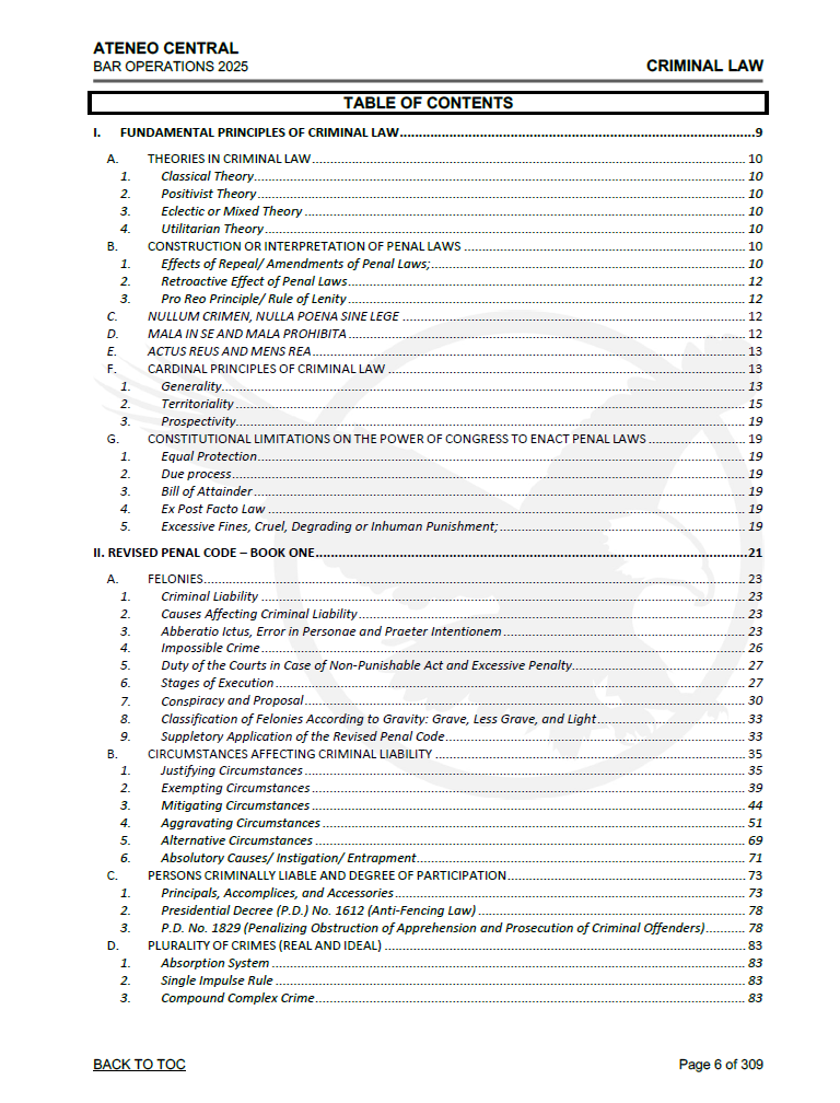 Ateneo Bluenotes Bar Reviewer 2025 - Criminal Law