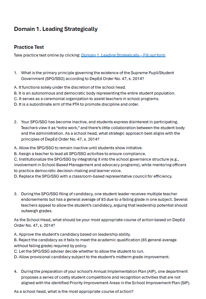 National Assessment for School Heads NASH 2026 Reviewer