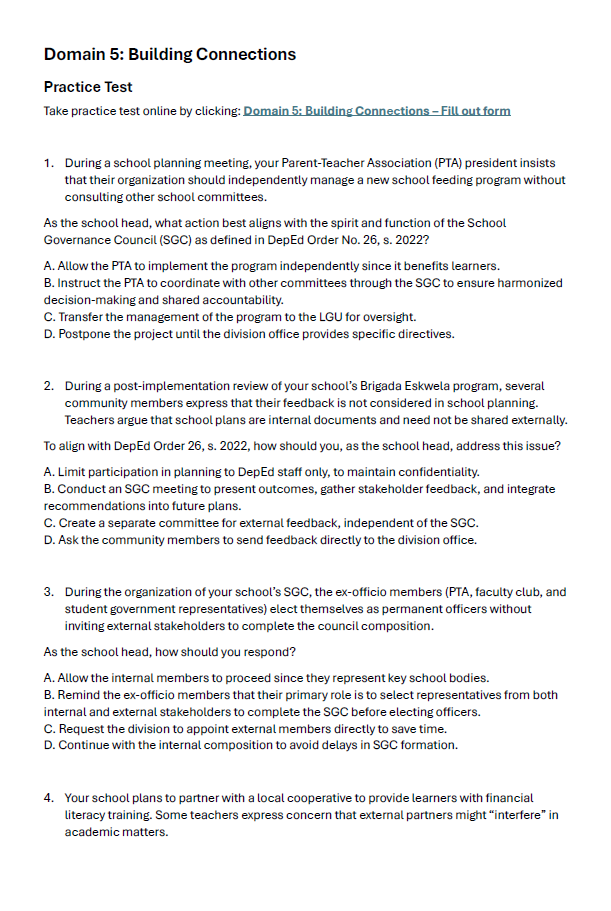 National Assessment for School Heads NASH 2026 Reviewer